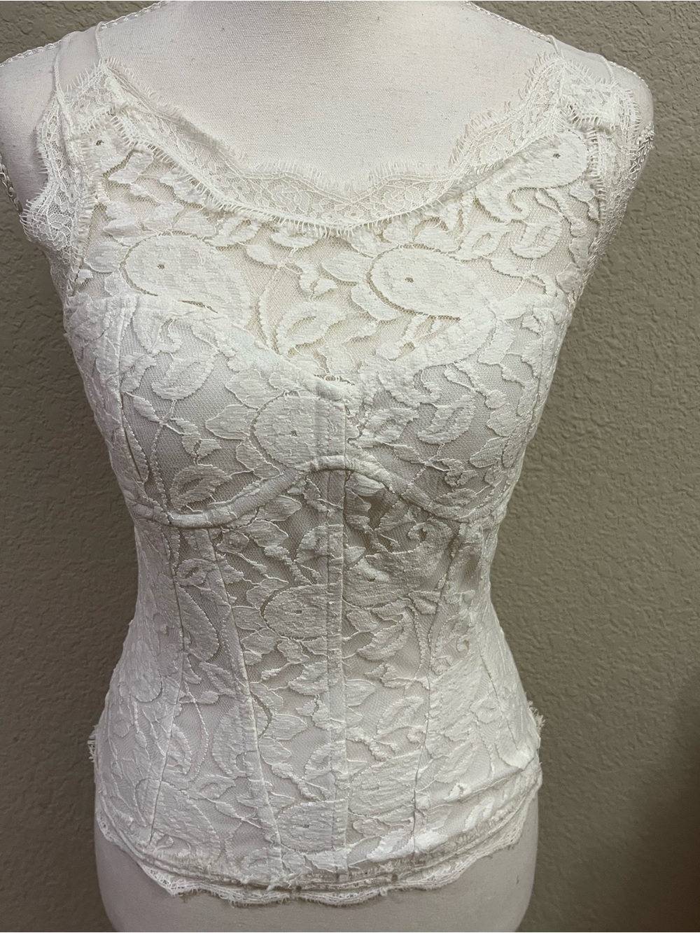 Papaya canvas  Lace Corset Tank top- White